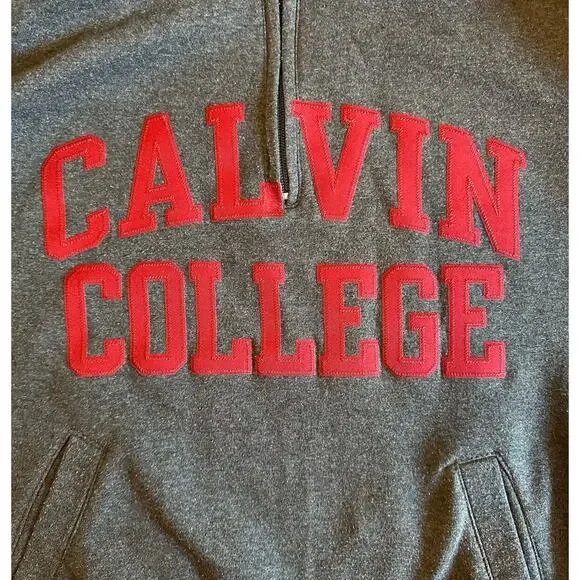 CHAMPION Eco Fleece Pullover "Calvin College" 1/4 Zip Women’s Small Gray/Red - Picture 4 of 8